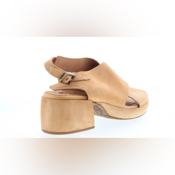 Size 7 A.S. 98 Calle Hook & Loop Tan Suede Criss Cross Block Heel Sandals - Picture 3 of 12
